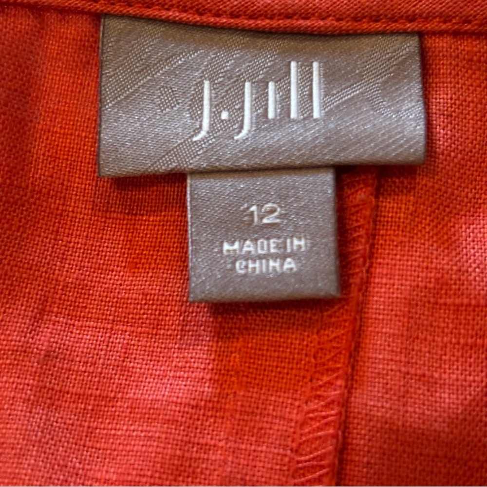 J. Jill Linen Short Sleeve Shirtdress, size 12, Relaxed Comfy Beachy Embroidered - Picture 7 of 12